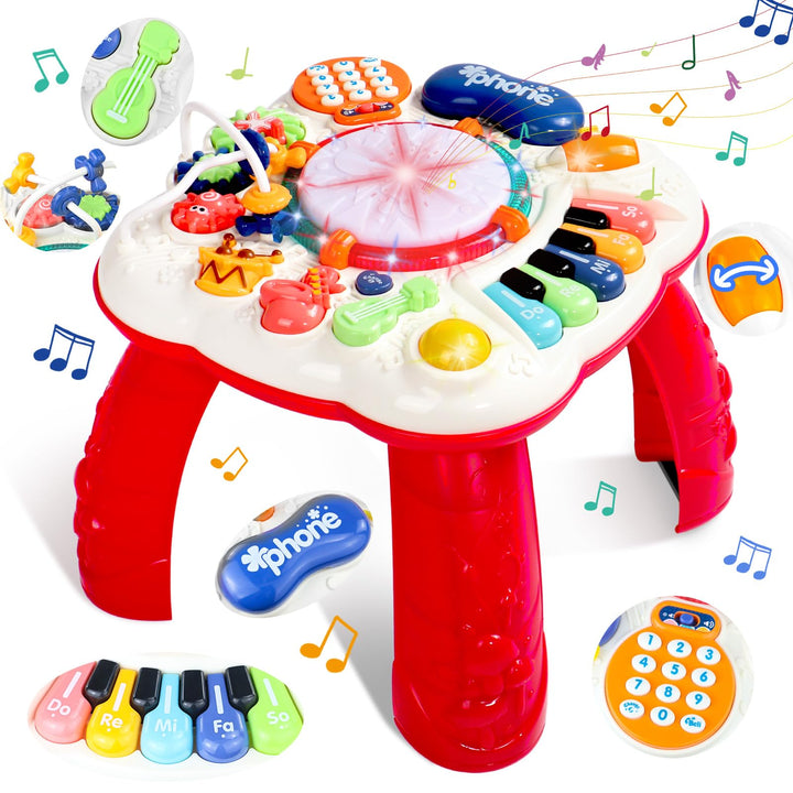 Spielzeug ab 1 Jahr - Kinderspielzeug Spieltisch ab 1 Jahr 6 in 1 Spieltisch Baby Spielzeug mit Musi