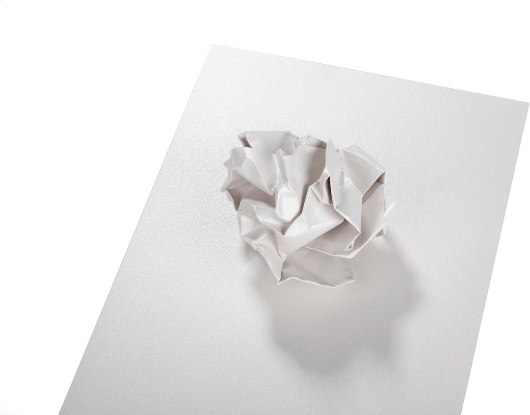 50 Blatt DIN A4 Perglanz-Papier Schneeweiss-Metallic, Bastelpapier mit Perlmutt-Schimmer, 120 g/m²