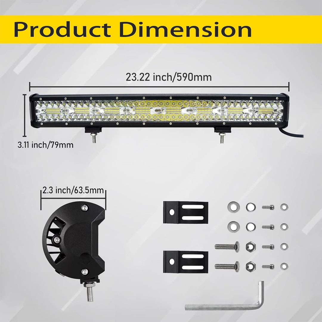 PICAA 23 Zoll 480W LED Lightbar Tri-Reihe LED Lichtbalken Arbeitsscheinwerfer 12V 24V 6000K Weiss Wa
