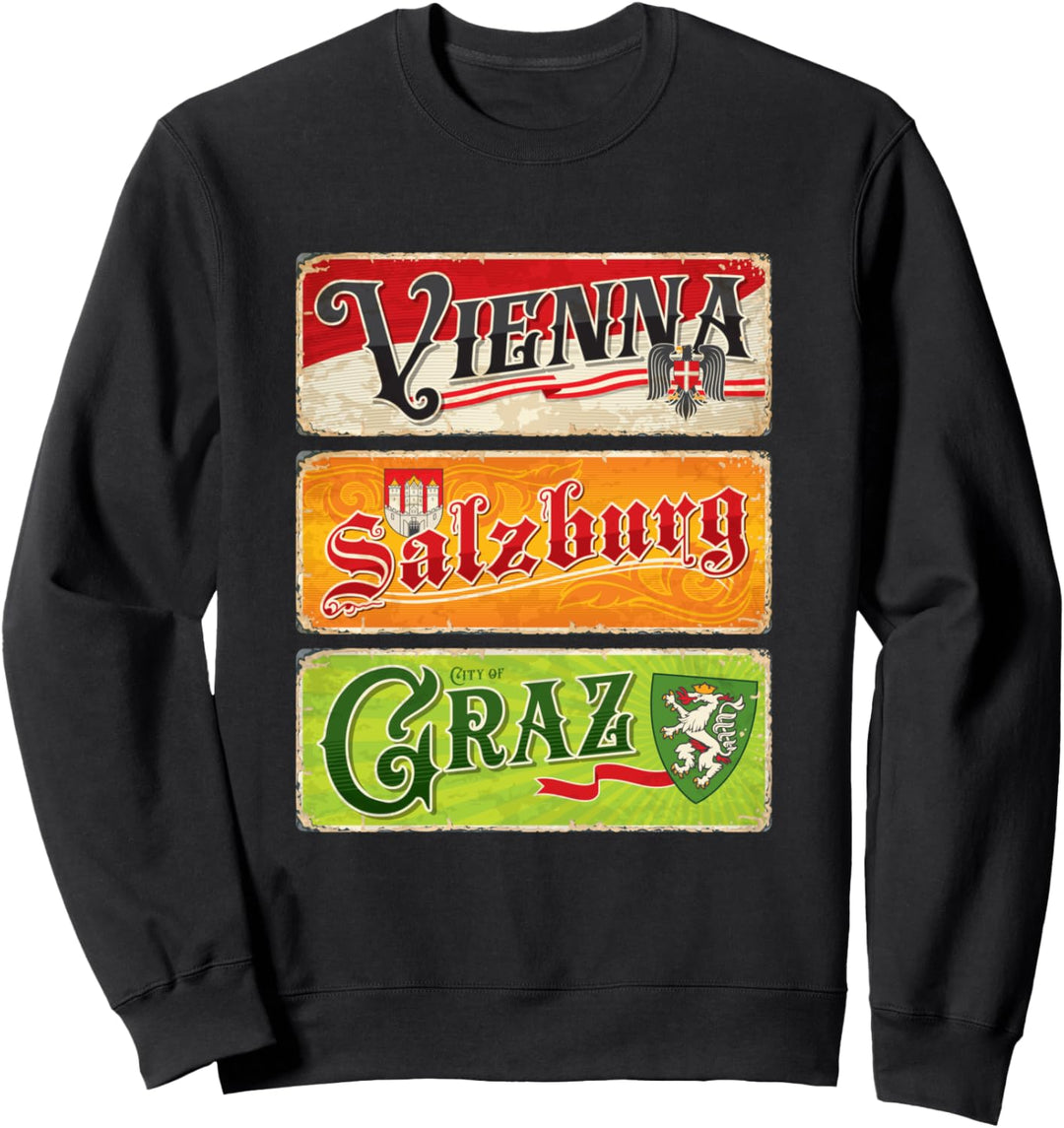 Vintage Poster Österreich Wien Salzburg Graz Osterreich Flagge Sweatshirt