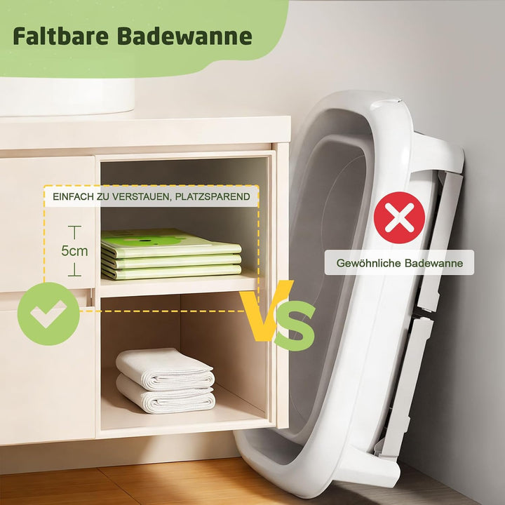 Klappbare Babybahn, Sitz mit Rutschschutzwanne, tragbare Kinderwanne, von der Geburt bis 3 Jahre, Ba