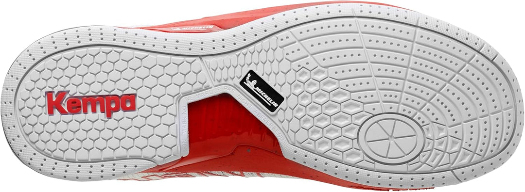 Kempa Attack One 2.0 Unisex Handballschuhe, Sportschuhe, Turnschuhe 47 EU Weiss Rot, 47 EU Weiss Rot
