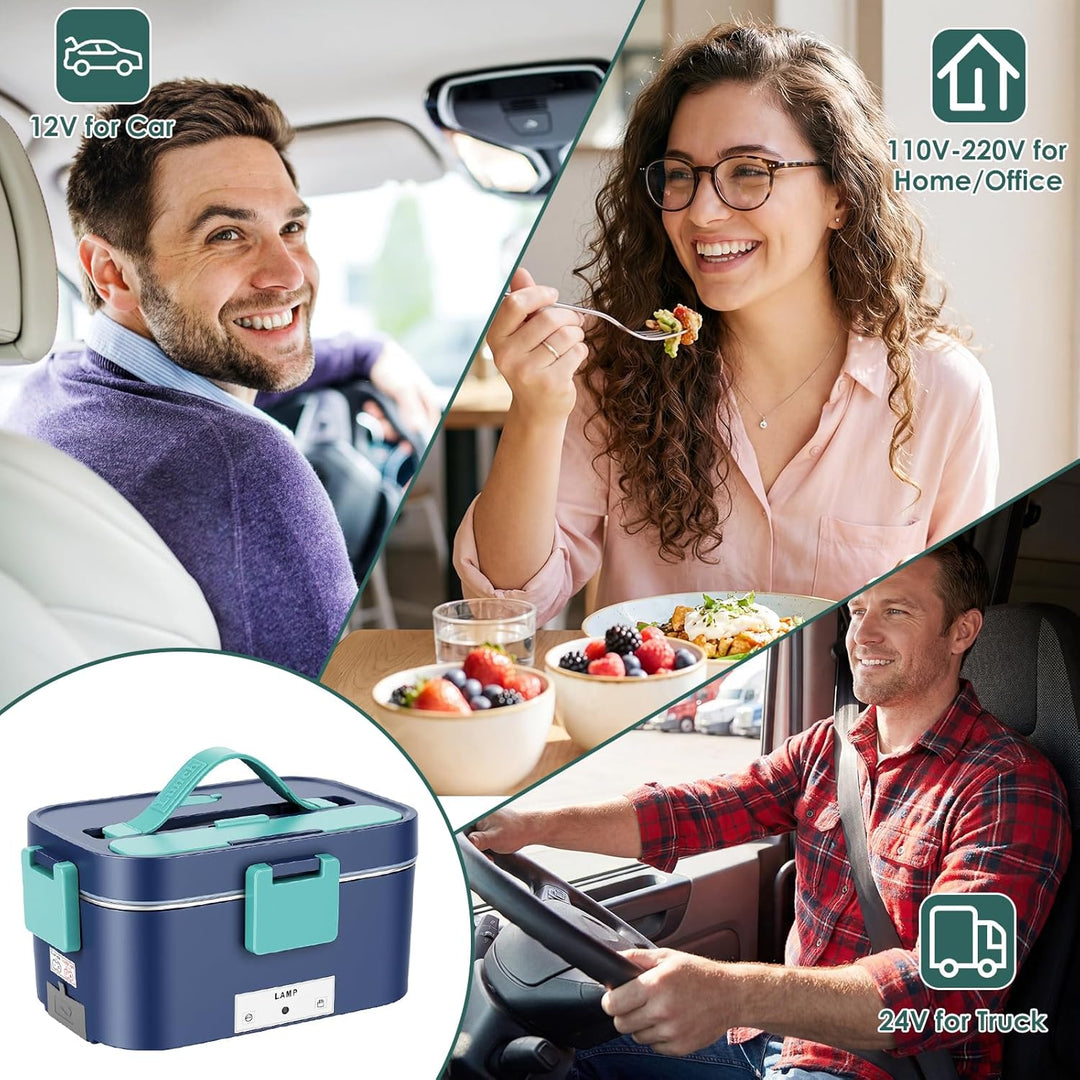 3-in-1 Schnellheizende Lunchboxen, 1,8 l grosse beheizbare Lunchbox 100 W elektrische 12 V/24 V/220