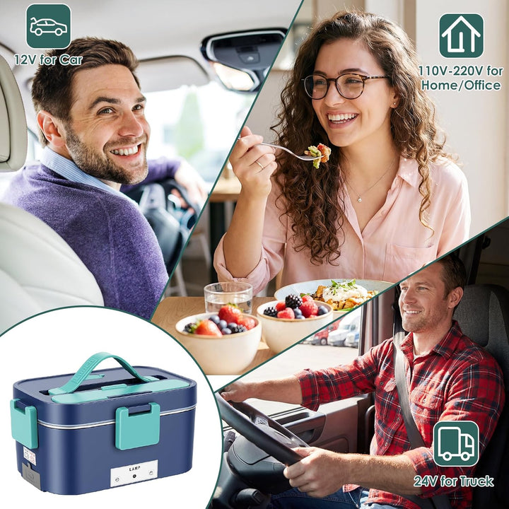 3-in-1 Schnellheizende Lunchboxen, 1,8 l grosse beheizbare Lunchbox 100 W elektrische 12 V/24 V/220