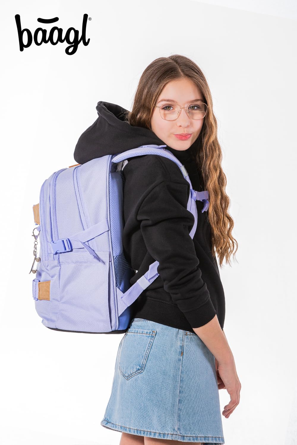Baagl Schulrucksack Set Mädchen 5 Teilig, Skateboard Rucksack, Schultasche ab 3. Klasse, Grundschule
