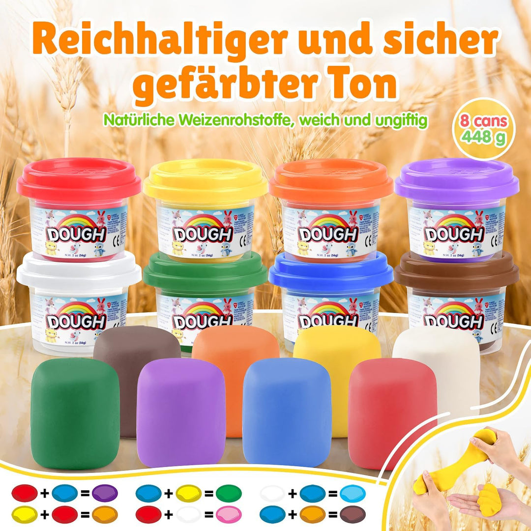 PLAY 2 in 1 Knete Set Zubehör Kitchen Creations, DIY Knete Eismaschine Pizzaofen, 37 Pcs Kinderknete