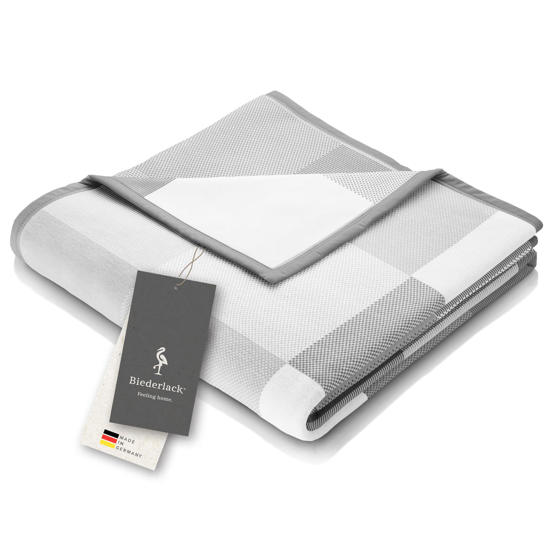 biederlack® Kuscheldecke Pure Cotton Karo grau, Sofadecke in 150x200 cm