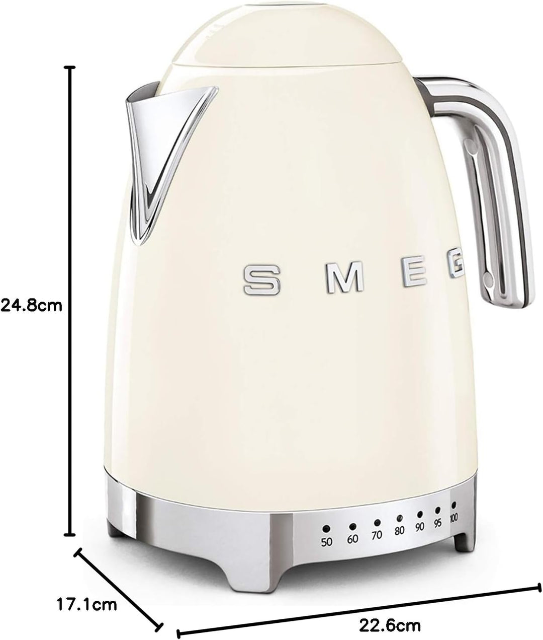 Smeg, Wasserkocher Temperatur regelbar KLF04CREU 1,7L zuzüglich Temperaturniveaus, Anti-Limiden Filt