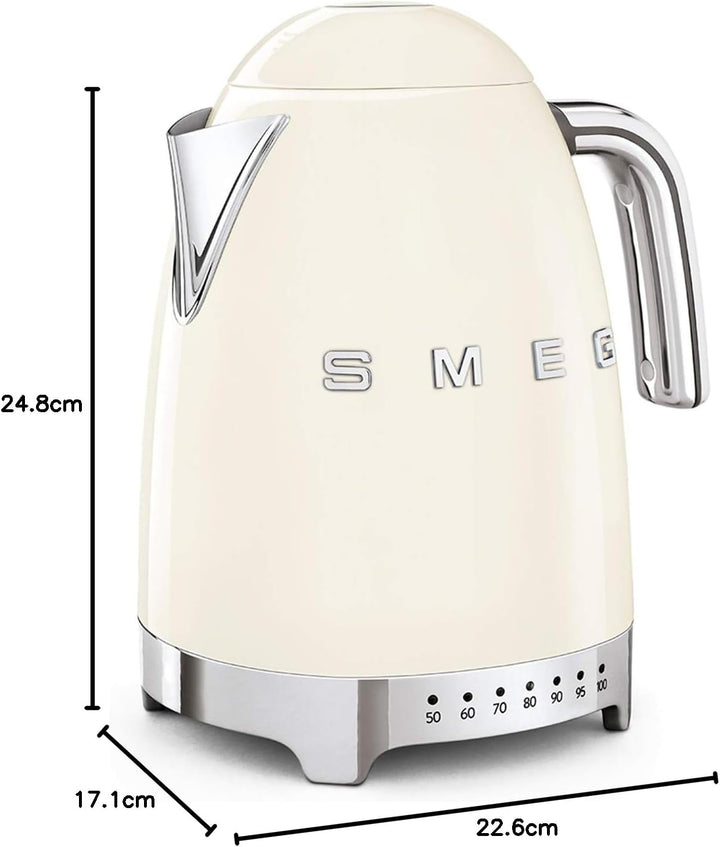 Smeg, Wasserkocher Temperatur regelbar KLF04CREU 1,7L zuzüglich Temperaturniveaus, Anti-Limiden Filt