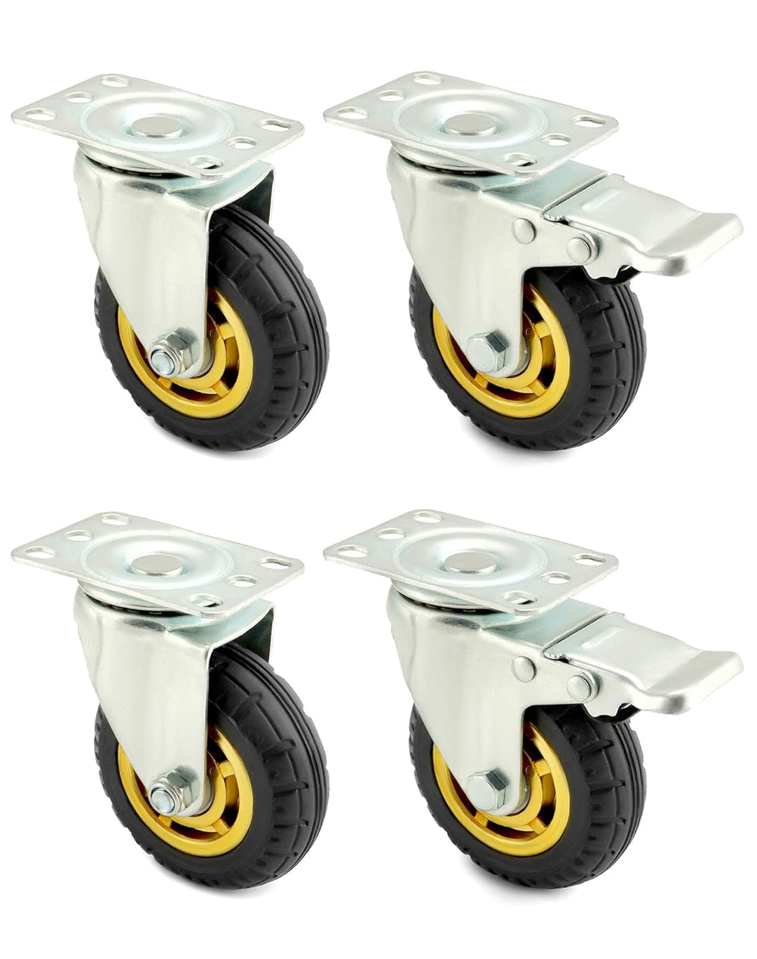 QWORK® 4 Stück 100mm schwerlastrollen - bis 70 kg pro rolle - stossdämpfung lenkrollen für möbeltran