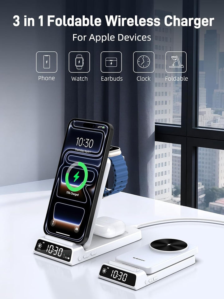 Mag-Safe Ladestation für Apple Watch und iPhone, 3 in 1 Induktive Ladestation ladegerät für iPhone 1