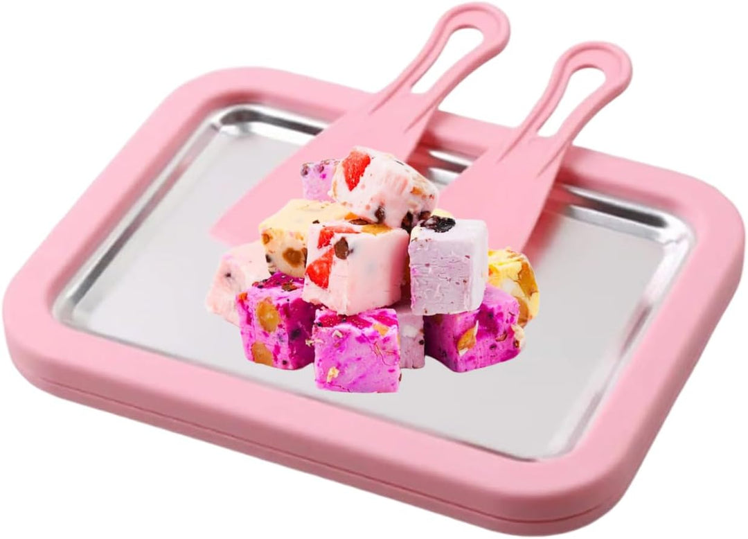 Eiscreme-Rollmaschine mit 2 Schabern, 26 x 21 cm, gefrierbar, für sofortige DIY-Eiscreme, Rollen, fü