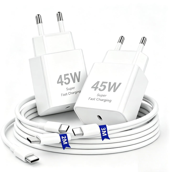45W USB C Ladegerät mit Kabel [2M+3M], Typ C Schnellladegerät mit Ladekabel Lang für iPhone, Type C