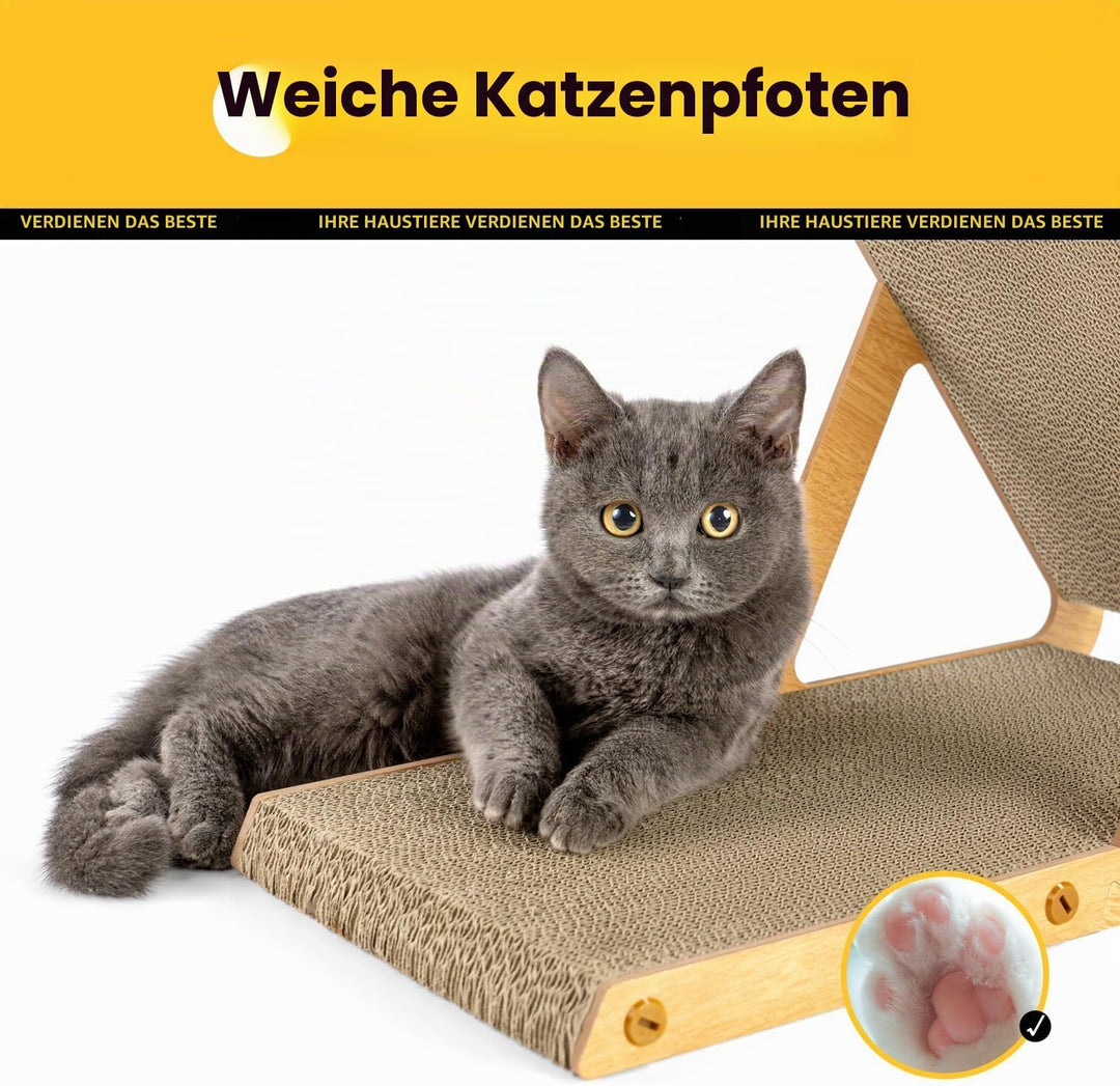A-Frame Kratzmöbel aus Recycling-Pappe &amp; Holzrahmen, beidseitiges Kratzbrett für Kitten, Kratzliege