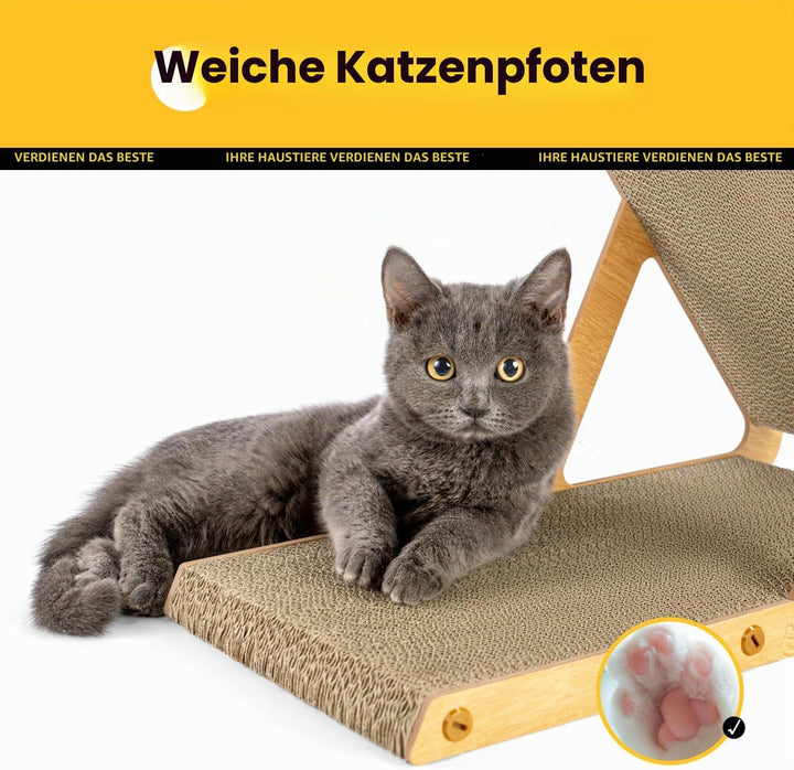 A-Frame Kratzmöbel aus Recycling-Pappe &amp; Holzrahmen, beidseitiges Kratzbrett für Kitten, Kratzliege