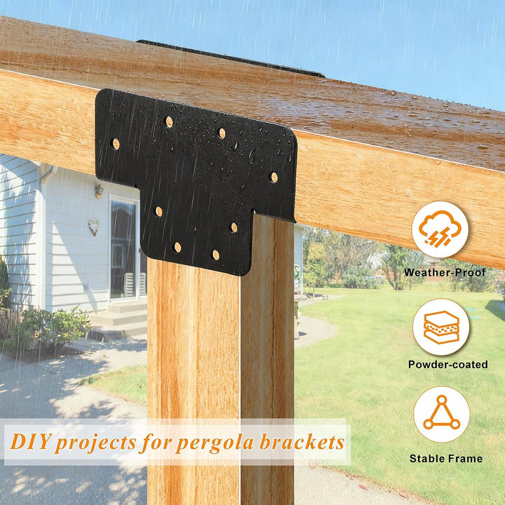 VANROUG 2Pcs Heavy Duty Pergola Halterungen 3-Wege-Eckhalterung für 4 x 4 Holz Post Halterung Pergol
