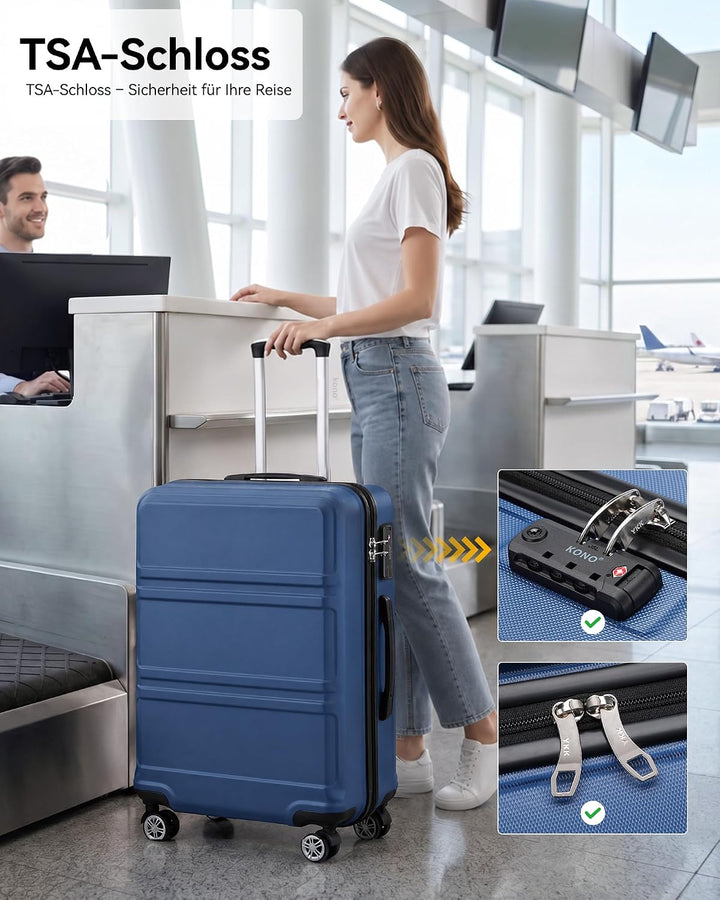 KONO Koffer Trolley Reisekoffer L (65cm) Dunkelblau, L (65cm) Dunkelblau