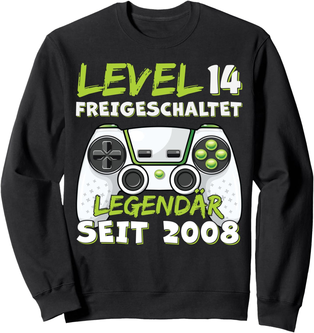 Level 14 Geburtstag Junge Jungen Lustig 2008 14er Geburtstag Sweatshirt