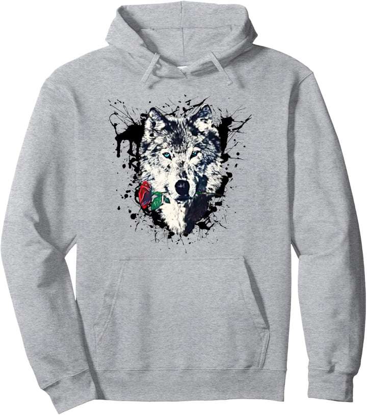 Wolf Lover Rose Love Liebe Symbol Pullover Hoodie
