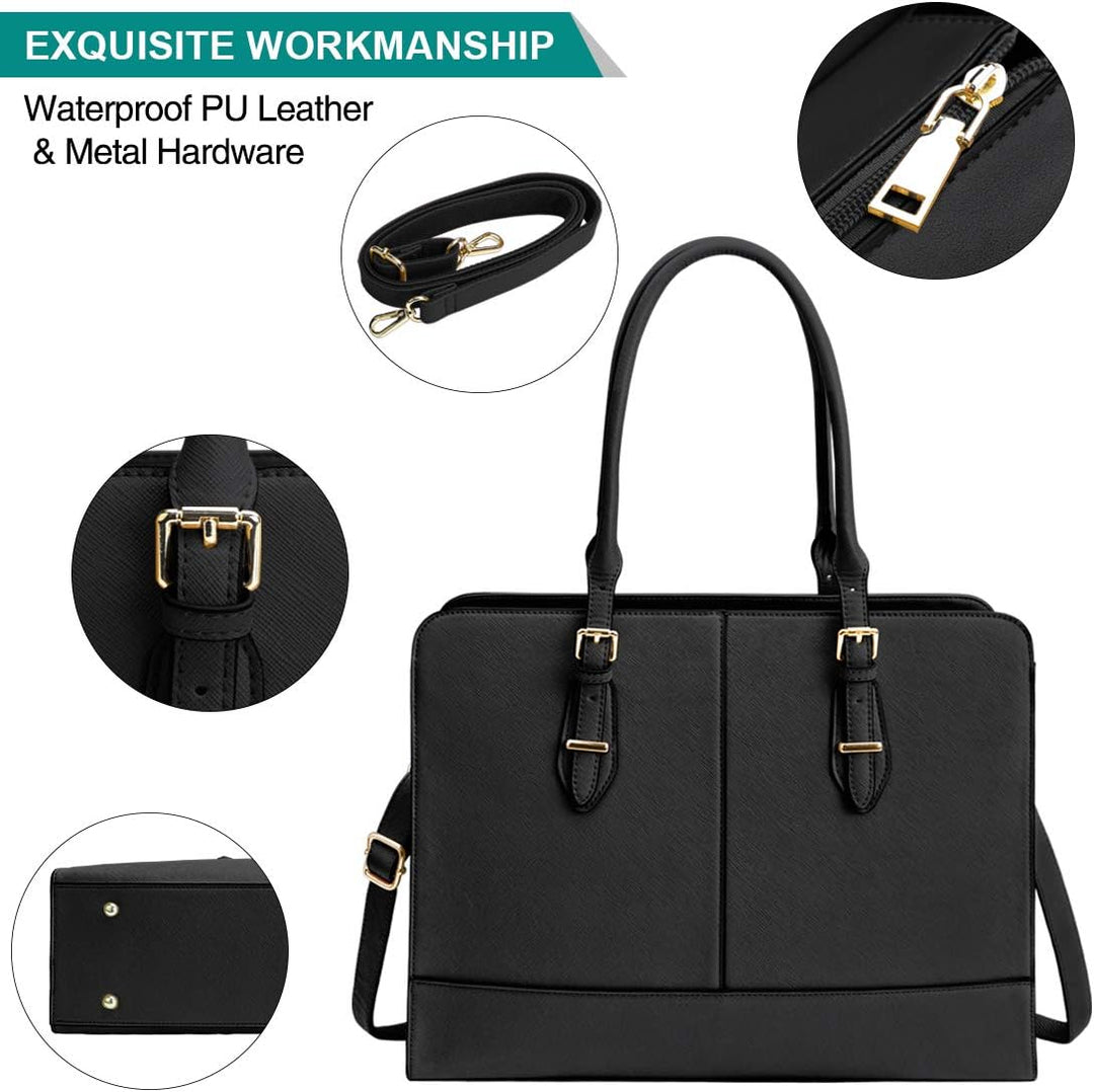 Lubardy Handtasche Damen Shopper Damen Gross Wasserdicht 15.6 Zoll Leder Laptop Tasche für Büro Arbe