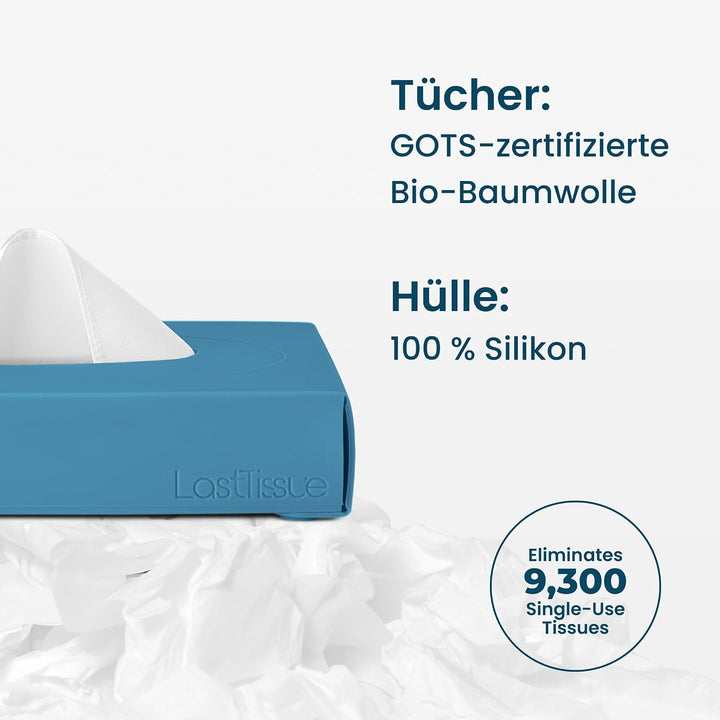 LastTissue® Wiederverwendbare Tissue Box -mit 18 Weichen Bio Baumwolltüchern - umweltfreundliche Kos