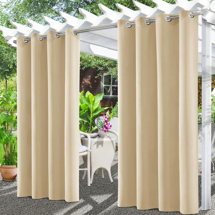 Tgkoddo Outdoor Vorhang Wetterfest, Outdoor Vorhänge Wasserdicht mit Ösen Oben und Unten, Sichtschut