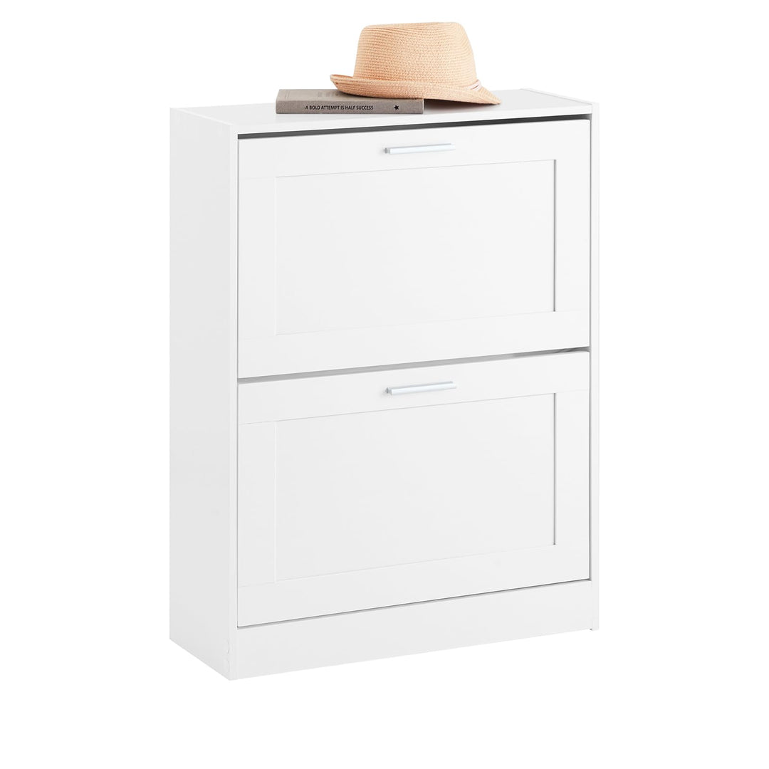SoBuy Schuhschrank schmal mit 2 Klappen 60x80x25cm für Flur | Schuhkipper mit höhenverstellbaren Fäc