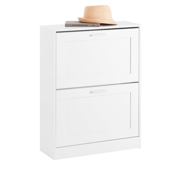SoBuy Schuhschrank schmal mit 2 Klappen 60x80x25cm für Flur | Schuhkipper mit höhenverstellbaren Fäc