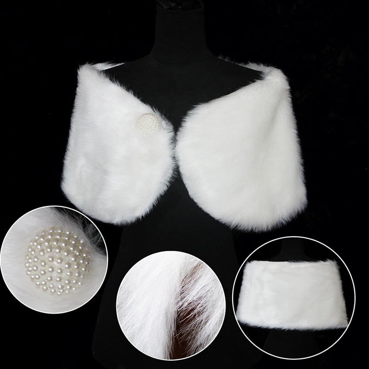 SMTCM Brautstola Kunstfell Hochzeitsschal Damen Schwarz Kunstpelz Schals Wrap Braut Cape Kragen Pelz