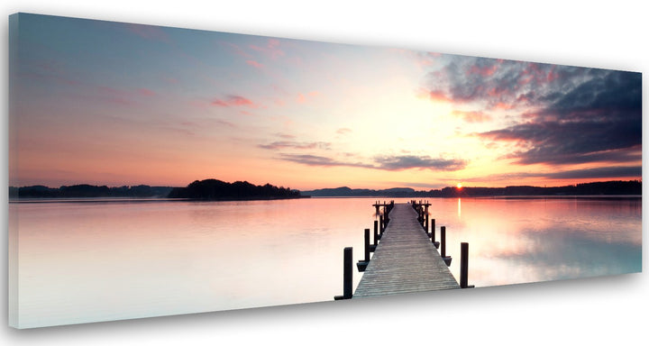 Feeby Frames, Leinwandbild, Bilder, Wand Bild, Wandbilder, Kunstdruck 30x90cm, STEG, SEE, WASSER, SO