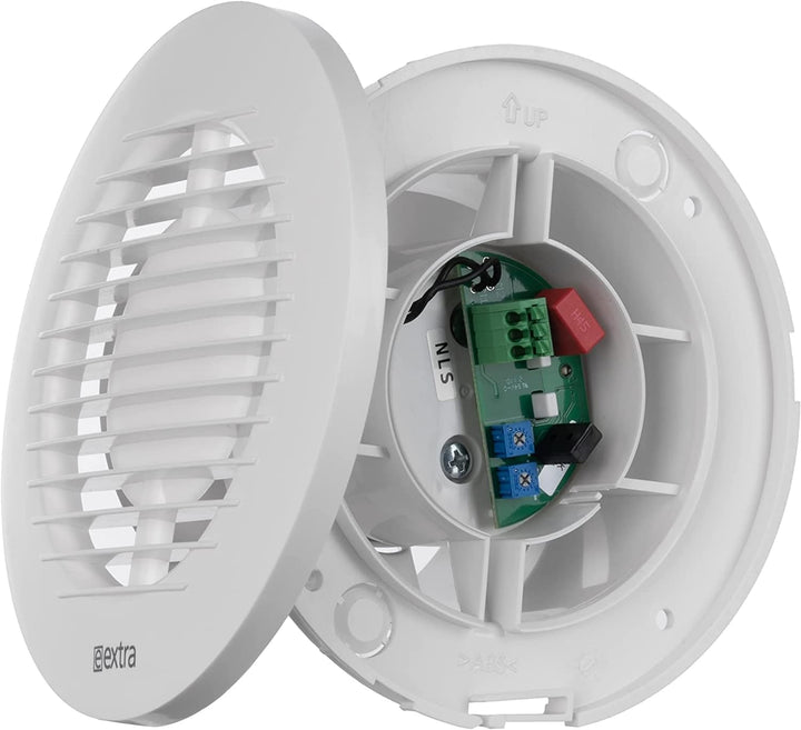 Ø 100mm Weiss Badlüfter mit Timer und Feuchtesensor - Ventilator mit Kugellager - Lüfter für Effizie