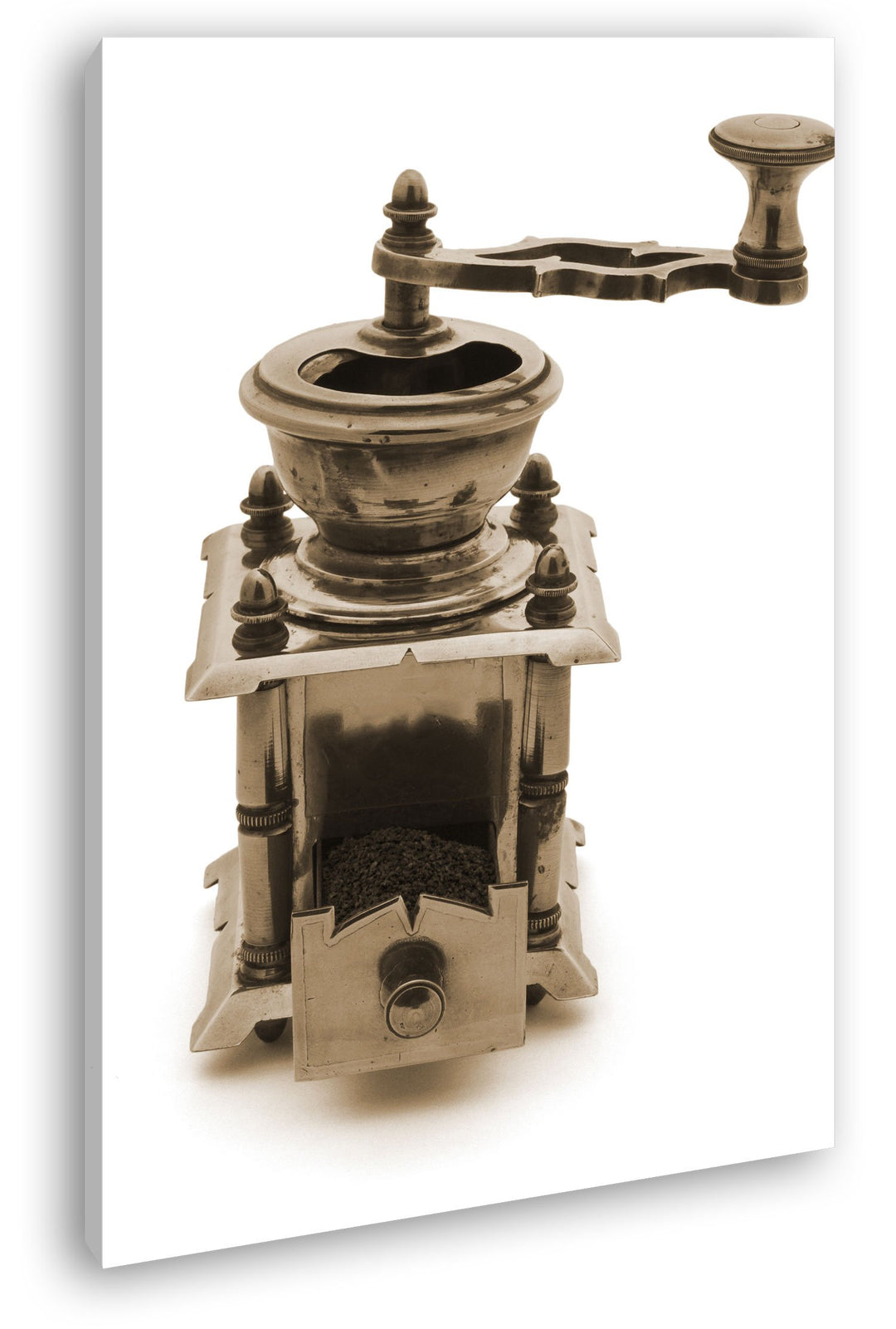 deyoli antike Kaffeemühle Format: 100x70 Effekt: Sepia als Leinwandbild, Motiv fertig gerahmt auf Ec