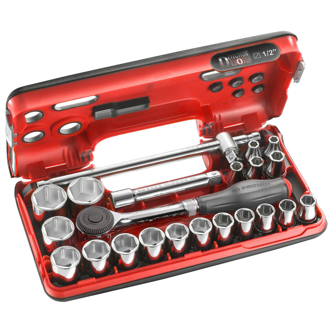 FACOM 22-tlg. ½“ Steckschlüssel-Satz S.360DBOX4PB (metrisch, mit 360° Umschaltknarre mit Drehgriff,