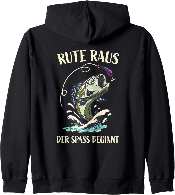 Rute Raus der Spass beginnt - Angler Fischer Angeln Kapuzenjacke
