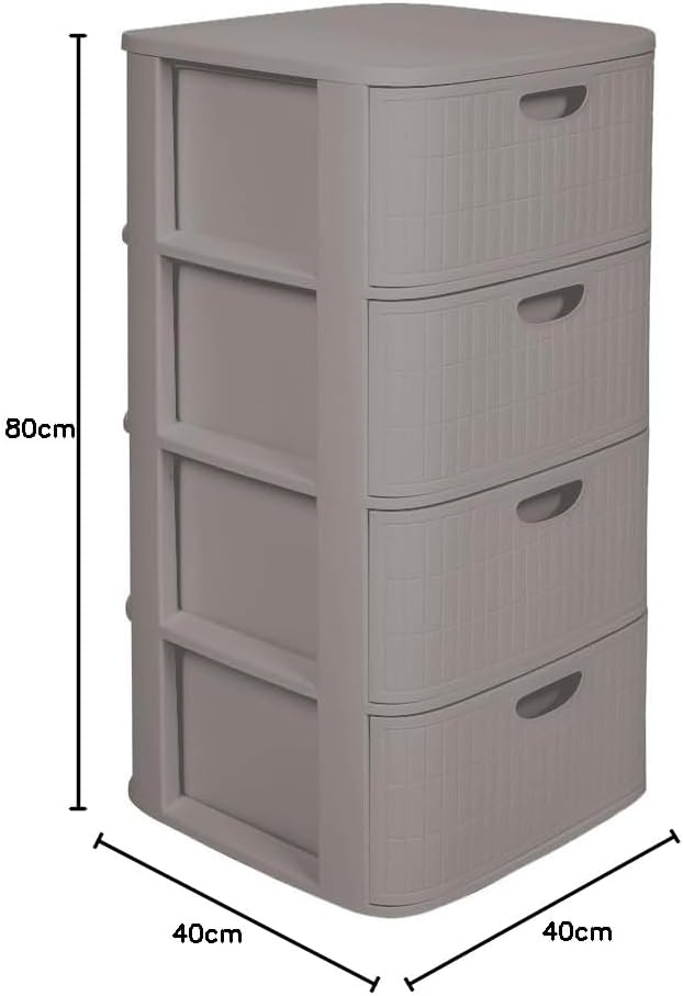 Kreher® XL Rollbarer Schubladenschrank Rollcontainer Nischenschrank aus Kunststoff in Rillen-Optik m