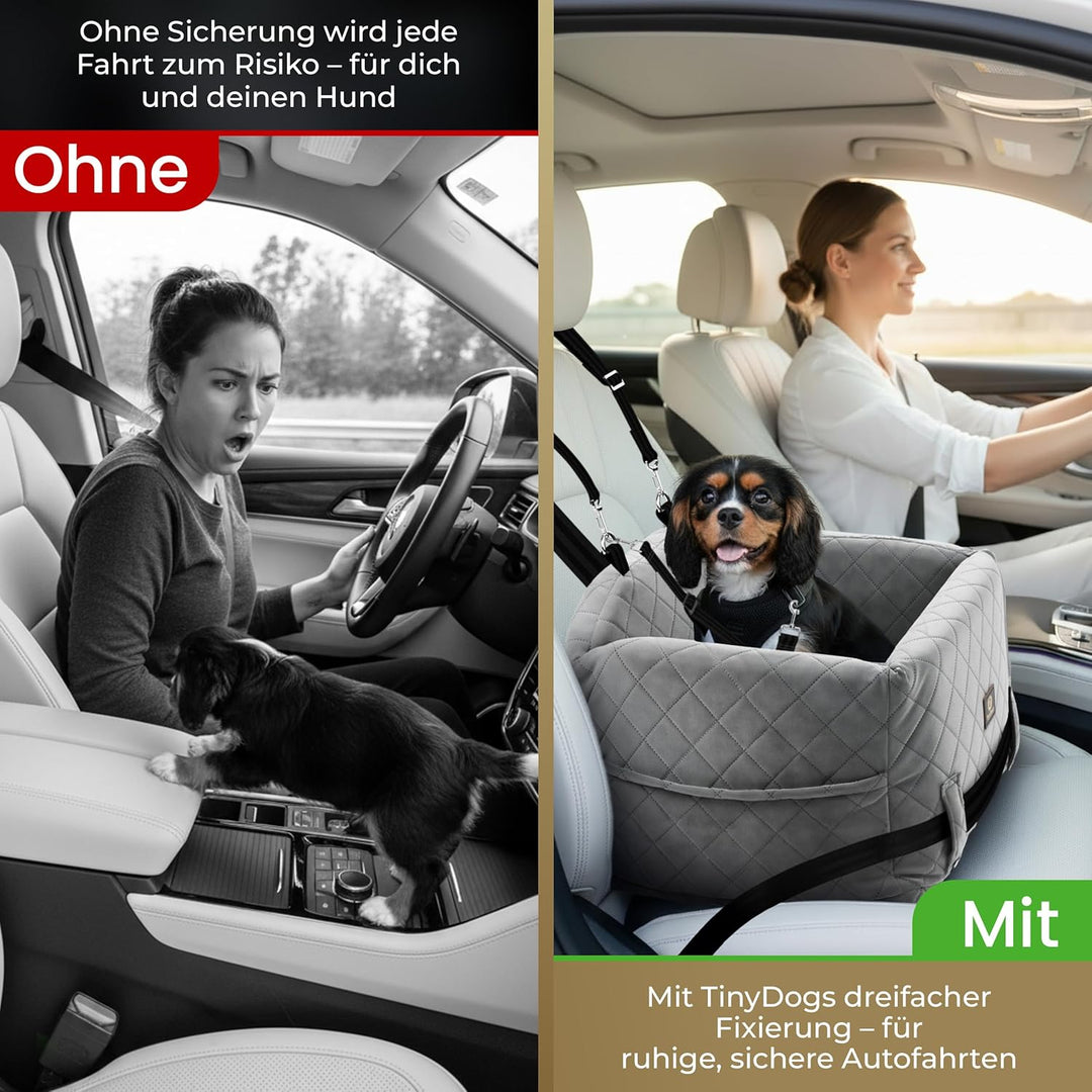 Hunde Autositz für kleine bis mittlere Hunde, Premium Hundesitz Auto waschbar mit Sicherheitsleine,