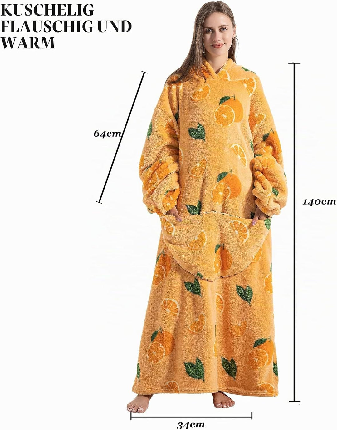 Lange Hoodie Decke mit Ärmeln für Damen &amp; Erwachsene - Kuscheldecke mit Ärmeln - Weiche &amp; Warme Deck