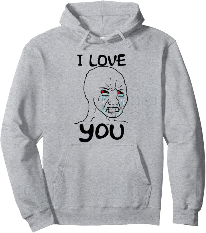 Simp I Love You Funny Crying Wojak Meme Pullover Hoodie