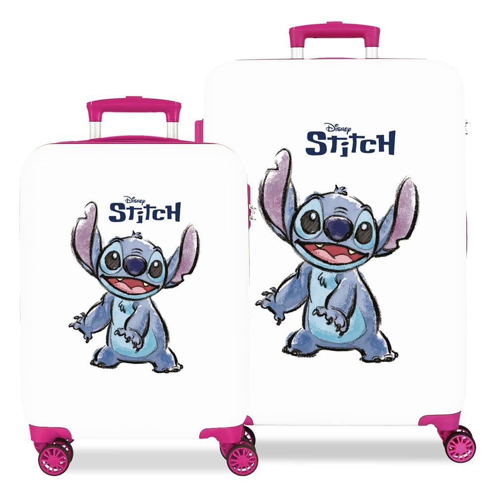 Disney Adorable Stitch Moods Kabinenkoffer, starres ABS, Zahlenschloss an der Seite, 4 Doppelräder,