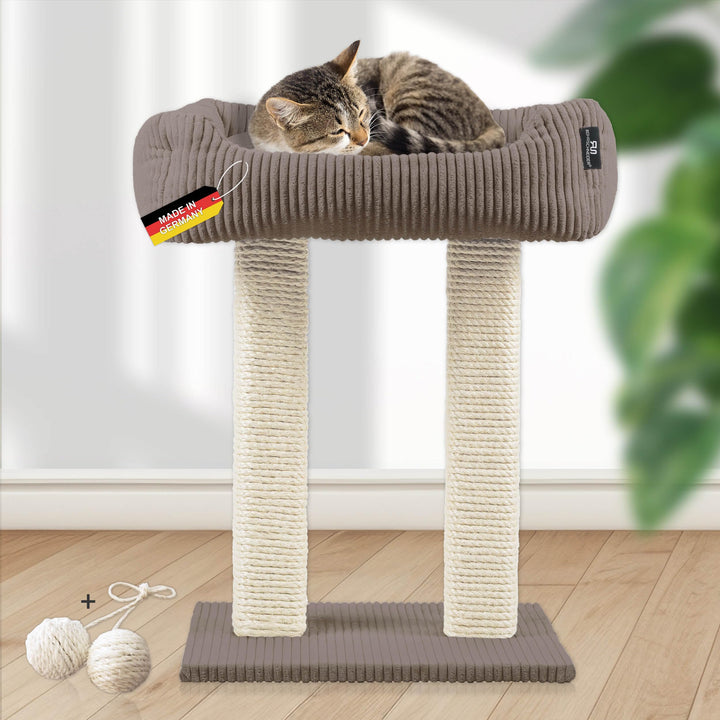 Rohrschneider moderner Kratzbaum Wolly | Made in Germany | Kleiner Katzenbaum mit 2 Breiten Kratzsäu