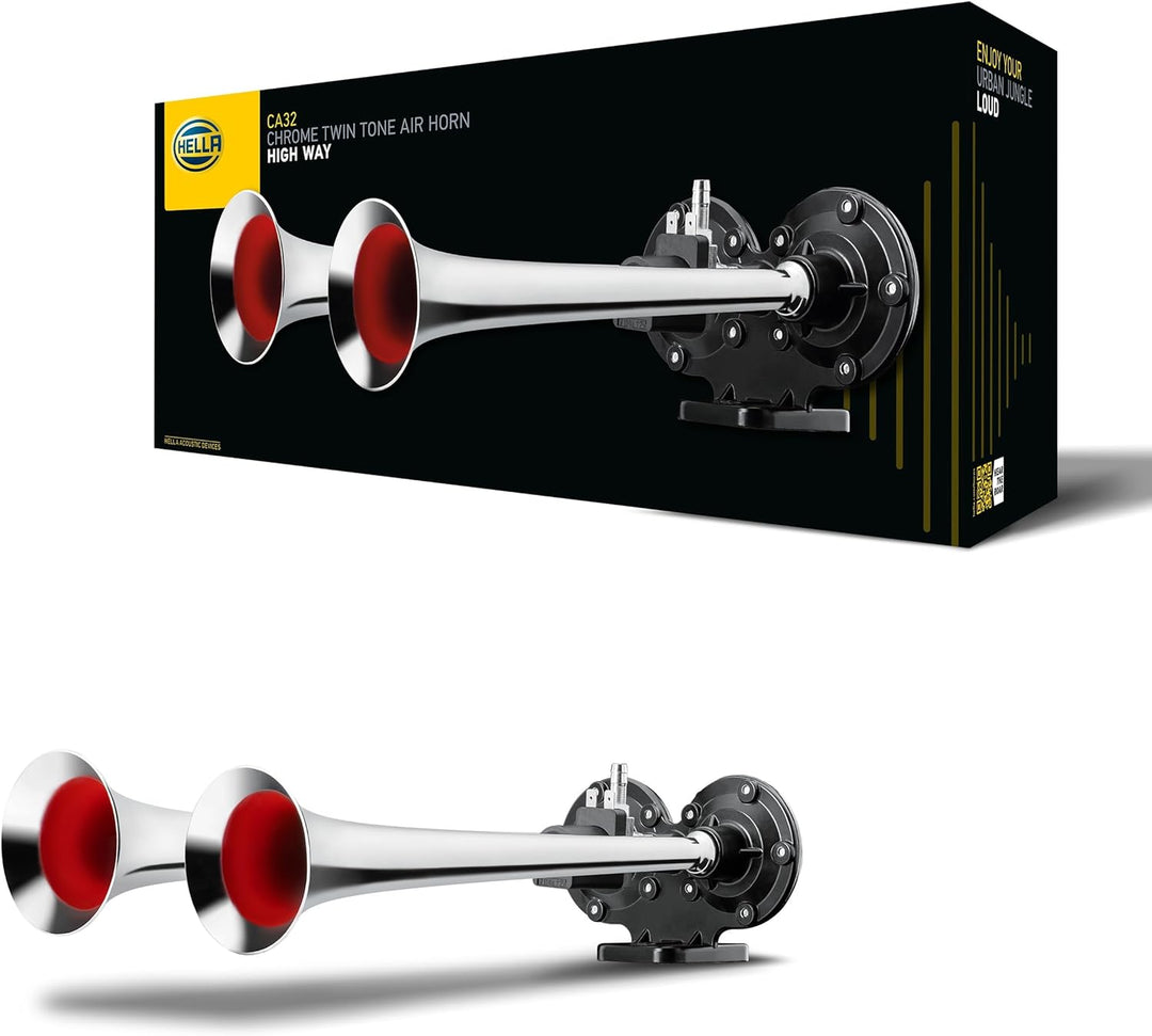 HELLA 3PB 013 410-061 Fanfare CA32-24V - 115dB(A) - 370Hz-415Hz - Hochton/Tiefton - elektrisch-pneum