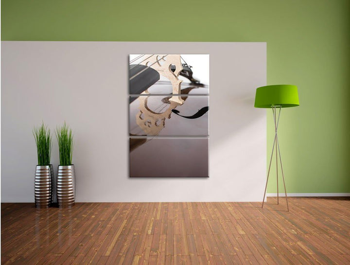 Cello 3-Teiler Leinwandbild 120x80 Bild auf Leinwand, XXL riesige Bilder fertig gerahmt mit Keilrahm