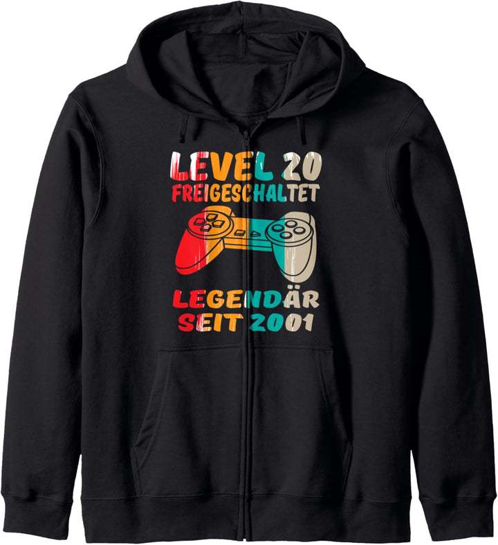 Level 20 Jahre Geburtstagsshirt Junge Gamer 2001 Geburtstag Kapuzenjacke
