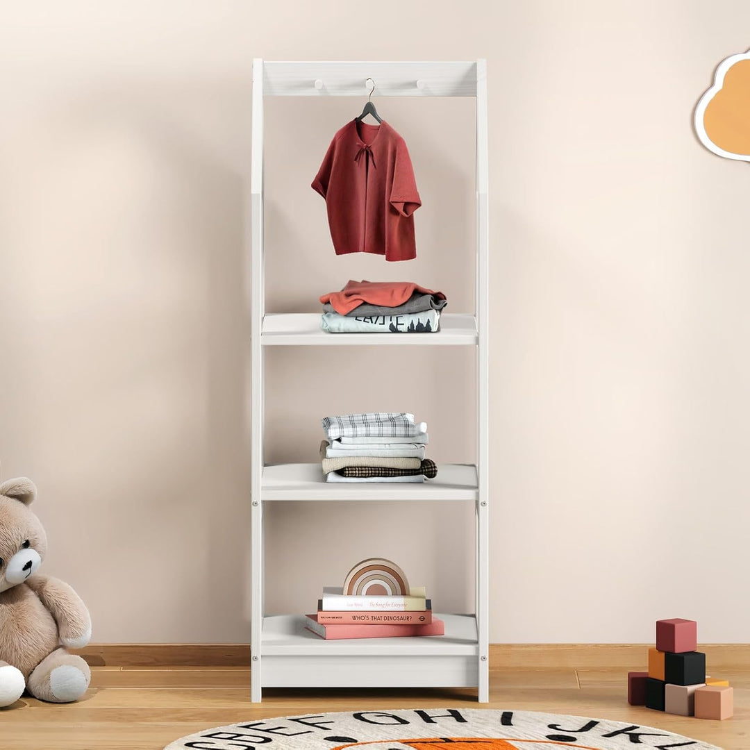 IDIMEX Kinder Regal Sally Hausform, weiss - Montessori Kinderregal mit 3 Ablageböden, praktische Hak
