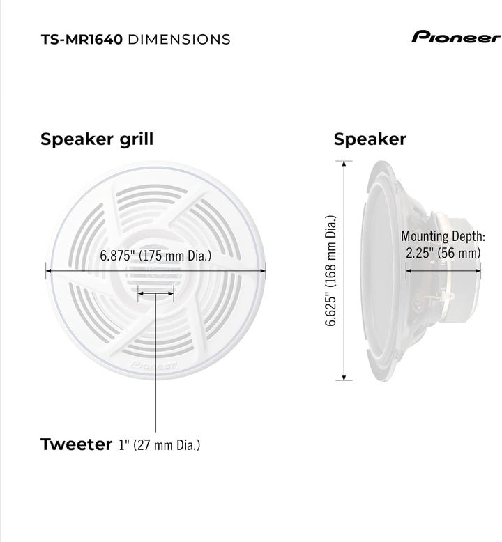 Pioneer TS-MR 1640 16 cm 2-Weg-Koaxial Lautsprecher salzwasserfest 160 W weiss
