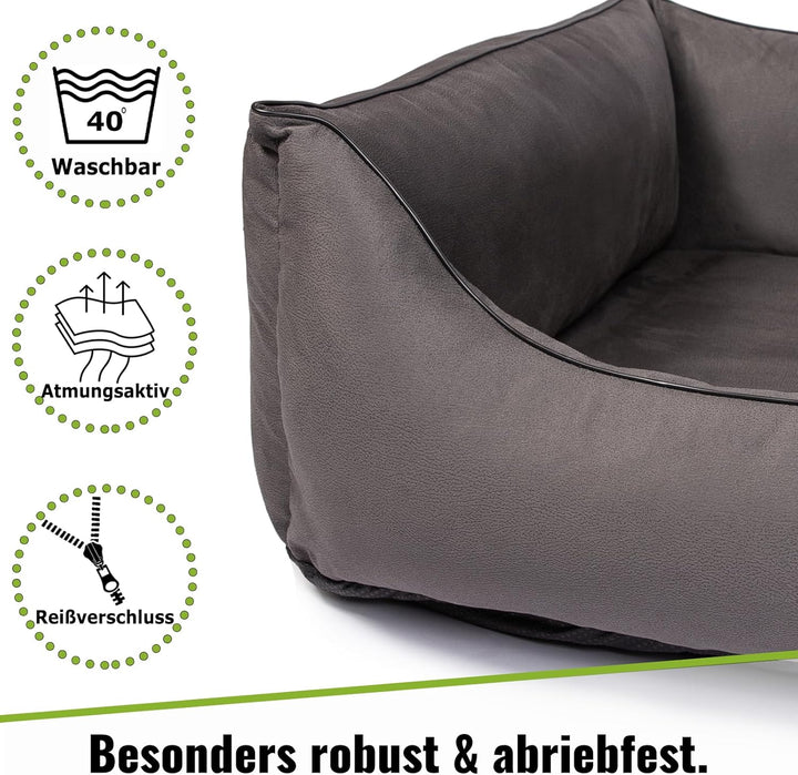 CopcoPet Hundebett kleine Hunde【waschbar & rutschfest】 Hundekorb S Kunstleder in Wildlederoptik, gel