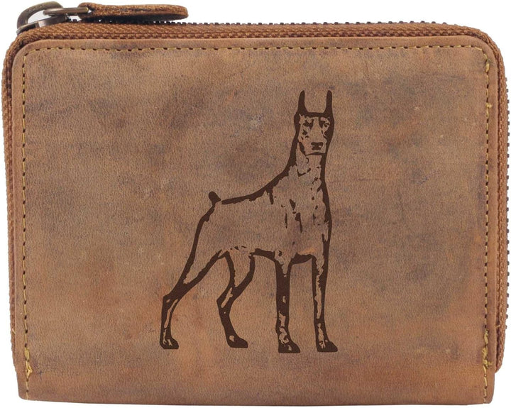 Greenburry Damengeldbörse mit Hunde-Motiv Dobermann l Geschenkidee für Hundefreunde I Leder, Doberma