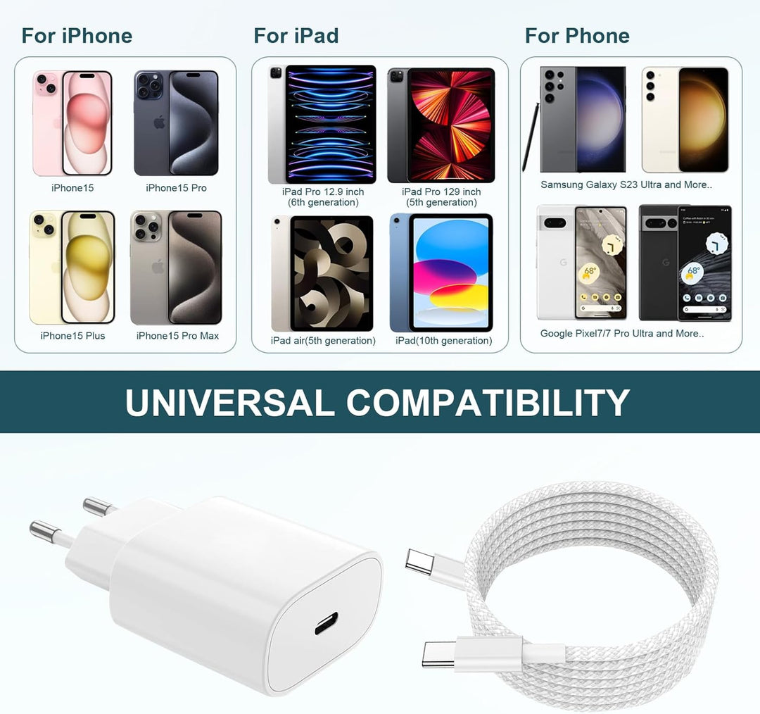iPad Ladekabel Original mit USB C Netzteil, 25W iPad Ladegerät Schnellladegerät iPhone 17 ladekabel