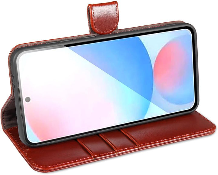 LENSUN Lederhülle für Samsung Galaxy A56, Echtleder Hülle [Echtes Leder][Kartenfach][Brieftasche] Ha