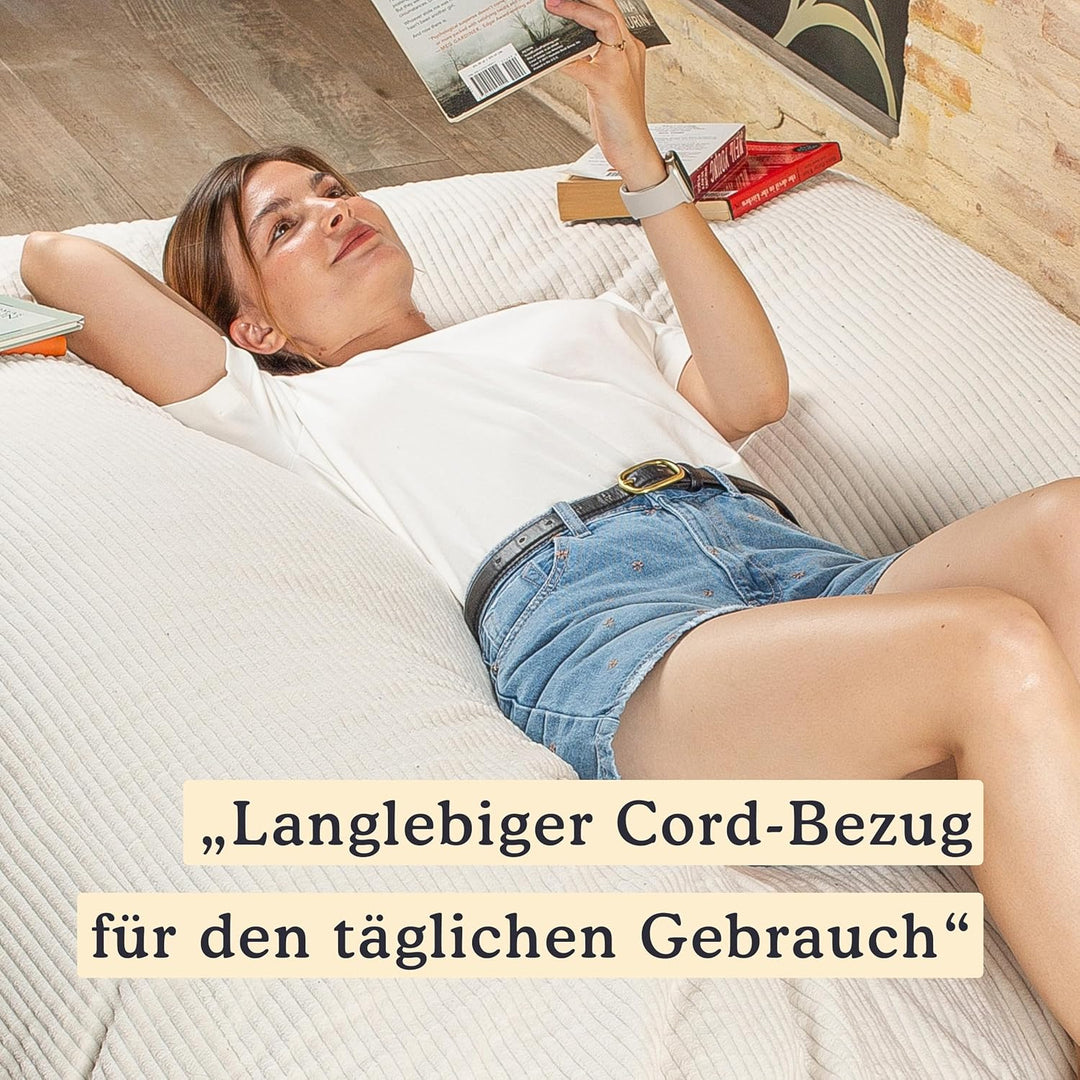 Riesiger Sitzsack XXL für Innenbereich, aus Cordsamt, 180 x 140 cm, weich, bequem und abnehmbar, gro